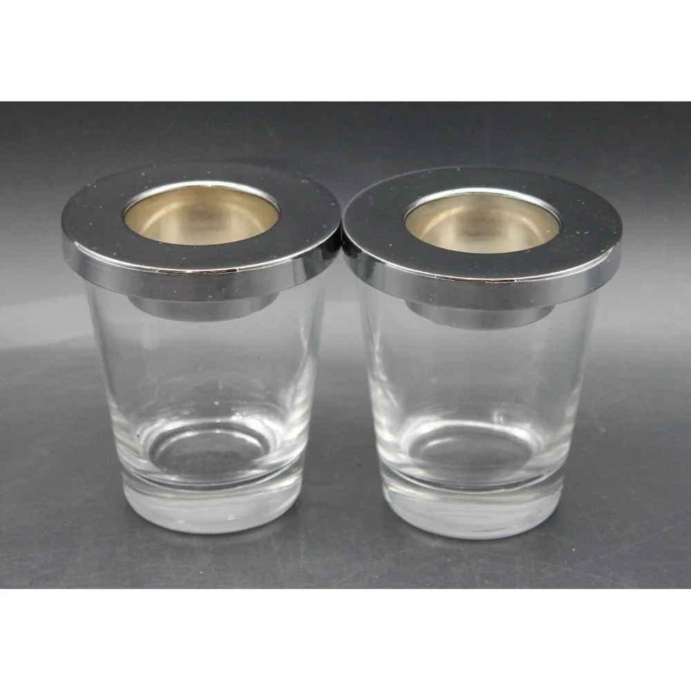 PartyLite Versatility Votive Candle Holders P8488 Glass Metal Tealight Set of 2